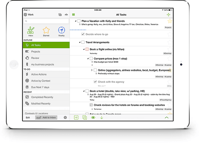 MyLifeOrganized iPad 主介面